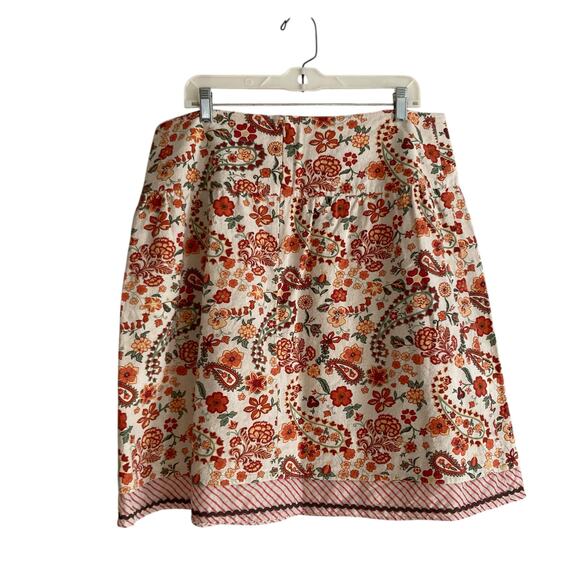 Christopher & Banks White Red Floral Beaded Linen Cotton Beaded Skirt Size 16 - Picture 2 of 16